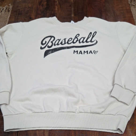 Tops - Baseball Mama Cream Sweatshirt Size Large